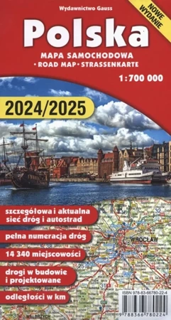 Polska. Mapa 1:700 000 wyd. 2024/2025 - Opracowanie zbiorowe