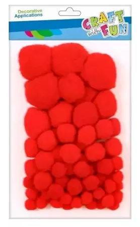 Pompony akrylowe czerwone 80szt - Craft with Fun