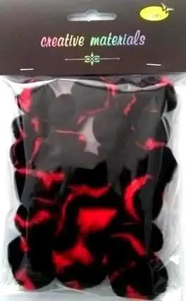 Pompony dwukolorowe czerwono czarne 25-40mm 21szt - Galeria Hobby