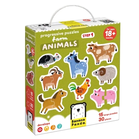 Progressive Puzzles. Farm Animals 18m+ - Banana Panda