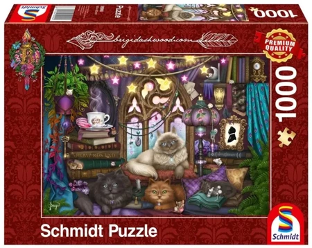 Puzzle 1000 Brigid Ashwood, Koty, herbata i książk - G3