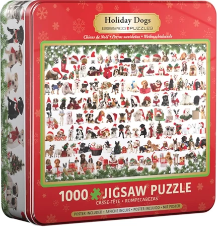 Puzzle 1000 Tin Holiday Dogs 8051-0939 - Eurographics