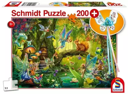 Puzzle 200 Leśne wróżki + różdżka G3 - Schmidt