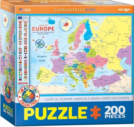 Puzzle 200 Smartkids Map of Europa 6200-5374 - Eurographics