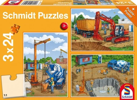 Puzzle 3 x 24 Roboty budowlane 106588 - Schmidt Spiele Puzzle