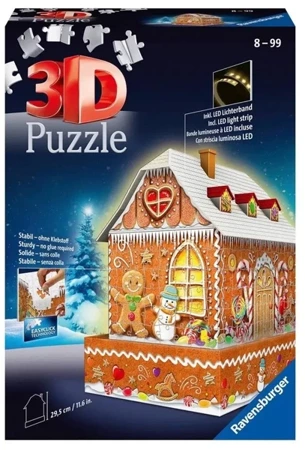 Puzzle 3D 216 Budynki nocą: Piernikowa Chatka - Ravensburger