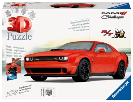 Puzzle 3D Pojazdy: Dodge Challenger R/T Scat Pack - Ravensburger