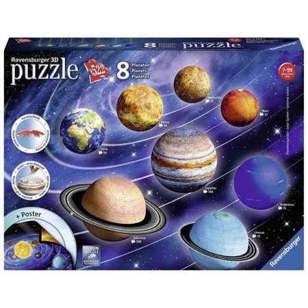 Puzzle 3D Układ Planet 522 elementy - Ravensburger