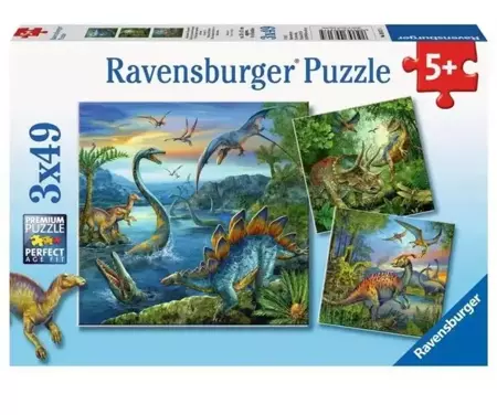 Puzzle 3x49 Fascynacja Dinozaurami - Ravensburger