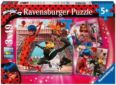 Puzzle 3x49 Miraculum: Biedronka i Czarny Kot - Ravensburger