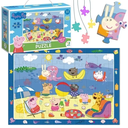 Puzzle 50 obserwacyjne Świnka Peppa. Wakacje - Dodo