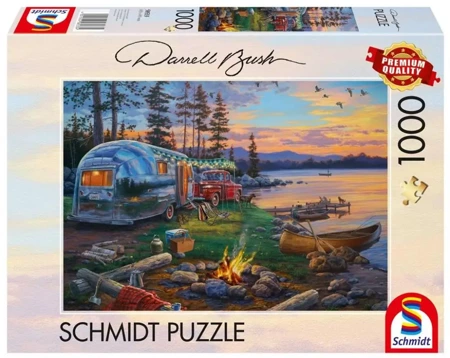 Puzzle PQ 1000 DARREL BUSH Ognisko nad jeziorem - Schmidt