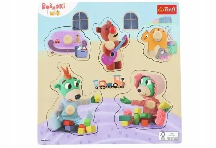 Puzzle mini drewniane Bobaski i Miś 61621 - Trefl PAP