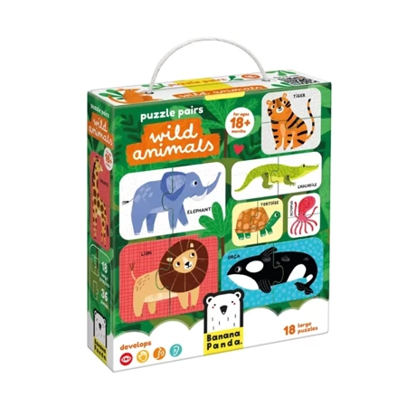 Puzzle pairs. Wild Animals - Banana Panda