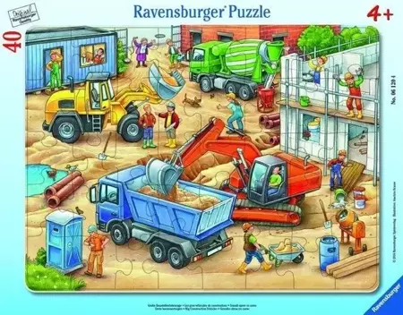 Puzzle w ramce 40 Wielkie pojazdy budowlane - Ravensburger