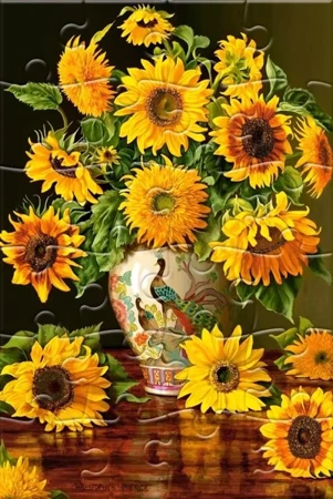 Puzzlowa kartka pocztowa Sunflowers in a Vase - Castorland