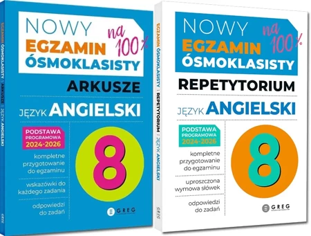 REPETYTORIUM + ARKUSZE JĘZYK ANGIELSKI NOWY EGZAMIN ÓSMOKLASISTY 2025 GREG - Monika Kociołek, Anna Witkowska, Paulina Mełgieś-Szostak