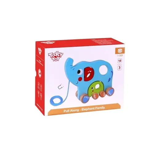 Rodzina słoni do ciągnięcia ty321 an01 - Tooky Toy