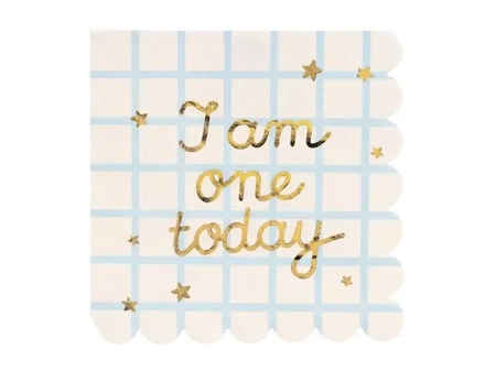 Serwetki papierowe I am one today Miś beżowe 33x33 - PartyDeco