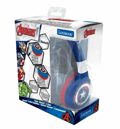 Składane słuchawki Avengers 2 w 1 Bluetooth i przewodowe z zabezpieczeniem głośności dla dzieci HPBT010AV - Lexibook