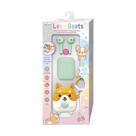 Słuchawki bezprzewodowe z etui Love Beats Corgi - Hot Focus