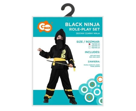 Strój dla dzieci Czarny Ninja rozm.110/120cm - Godan