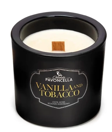 Świeczka sojowa Vanilla and Tabacco czarna 170g - Pavoncella