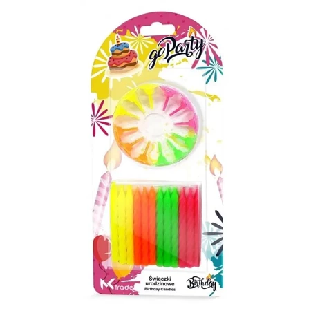 Świeczki urodzinowe neon spiralne 6,5cm 24szt - GoParty