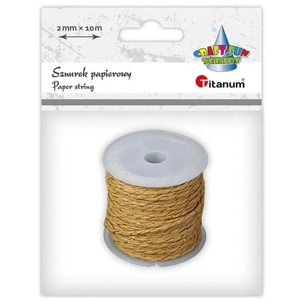 Sznurek papierowy 2mm 10m brązowo-złoty - Titanum