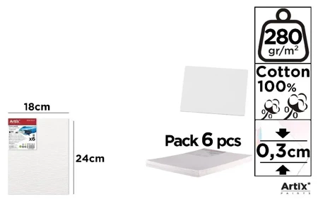 Tablica malarska 18x24x0,3cm 280G/m2 (6szt) - Artix