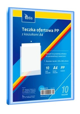 Teczka ofertowa A4 PP + 10 koszulek niebieska - Tetis