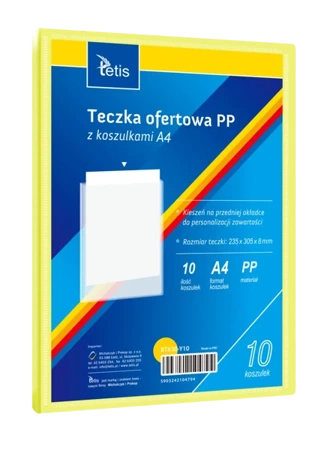 Teczka ofertowa A4 PP + 10 koszulek żółta - Tetis