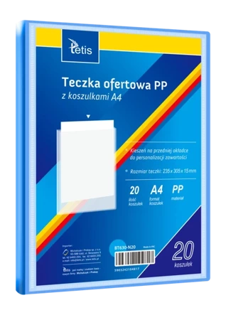 Teczka ofertowa A4 PP + 20 koszulek niebieska - Tetis