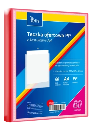 Teczka ofertowa A4 PP + 60 koszulek czerwona - Tetis