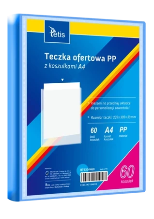 Teczka ofertowa A4 PP + 60 koszulek niebieska - Tetis