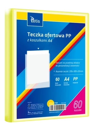 Teczka ofertowa A4 PP + 60 koszulek żółta - Tetis