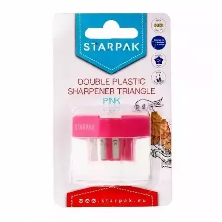 Temperówka plastikowa podwójna trójkąt różowa - STARPAK