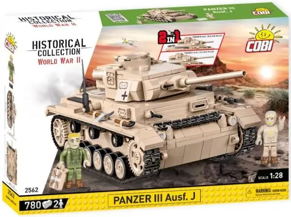 WWII Czołg niemiecki średni Panzer III Ausf. J. Historical Collection 780 klocków - Cobi