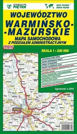 Województwo Warmińsko-Mazurskie 1:220 000 mapa