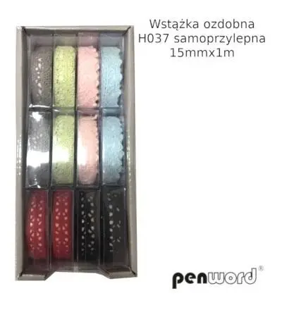 Wstążka ozdobna samoprzylepna 15mmx1m (12szt) - Penword