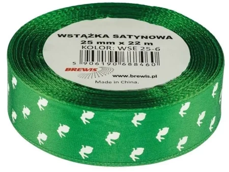 Wstążka satynowa wielkanocna zielona 25mmx22m - Brewis