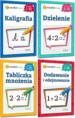 ZESTAW 4 KSIĄŻECZEK - Dodawanie odejmowanie mnożenie dzielenie kaligrafia