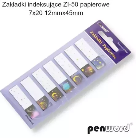 Zakładki indeksujące 12x45mm 7x20szt papierowe - Penword