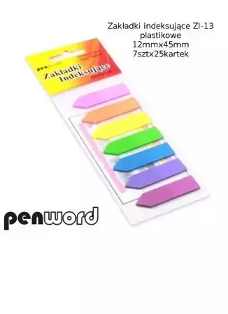 Zakładki indeksujące 12x45mm 7x25szt plastikowe - Penword