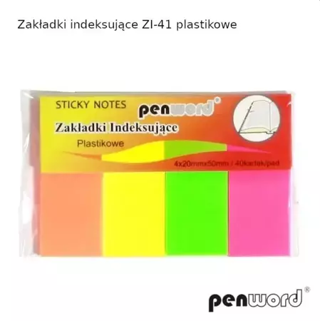 Zakładki indeksujące 20x50mm 4x40szt plastikowe - Penword