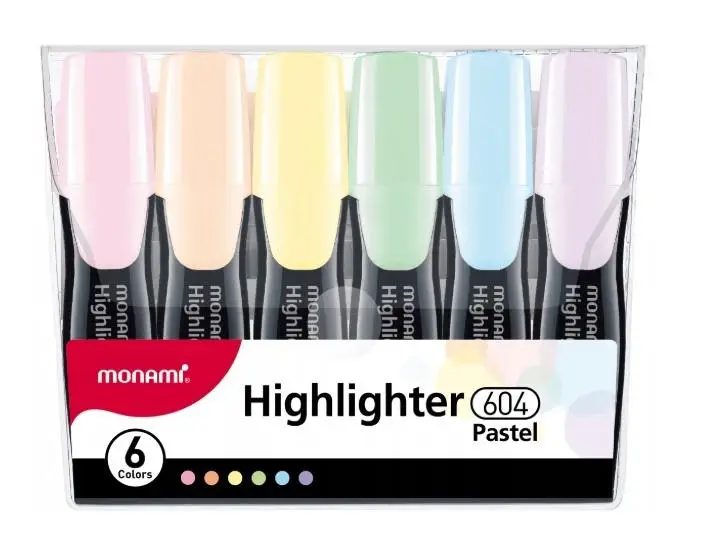 Zakreślacz 604 komplet 6szt Pastel MONAMI - ASTRA papiernicze