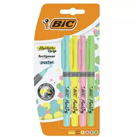 Zakreślacz Highlighter Grip pastelowe kolory 4szt - BIC