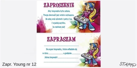 Zaproszenia Young Dziewczynka wzór nr 12 10szt - Stamp