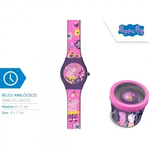 Zegarek analogowy Peppa Pig w metalowym opakowaniu PP17021M - Kids Euroswan