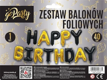 Zestaw balonów foliowych Happy Birthday mix - GoParty